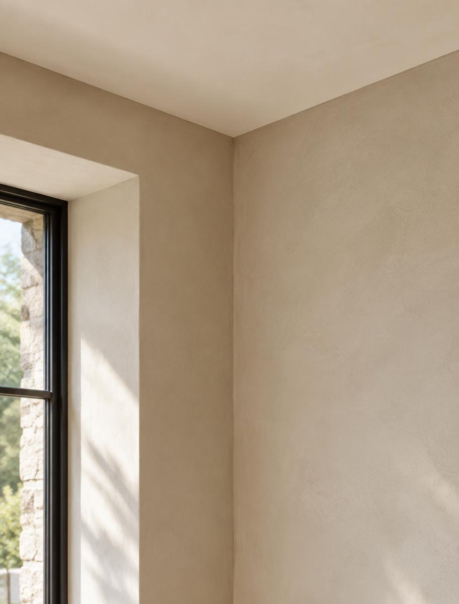 Close detail of a clean plastered corner